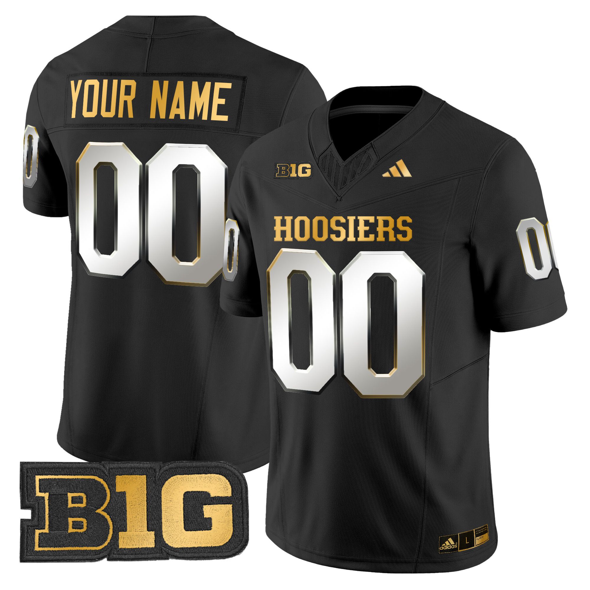 Men Indiana Hoosiers Black 2024 Gold Vapor Limited Custom NCAA Jersey style 2->ncaa teams->NCAA Jersey